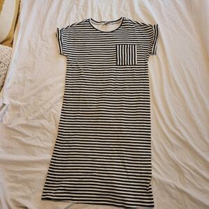Black and White Striped T-Shirt Dress